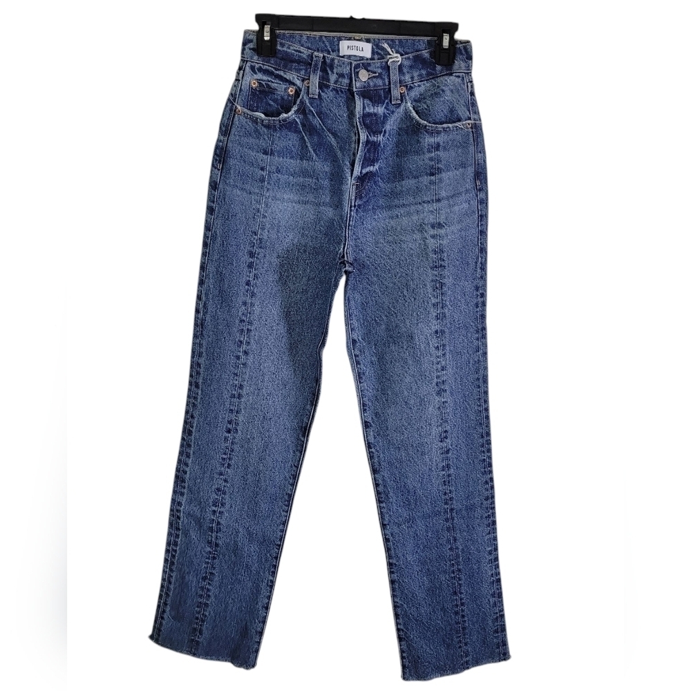 PISTOLA High Rise Button Fly Raw Hem Straight Jeans Size 26 NWOT